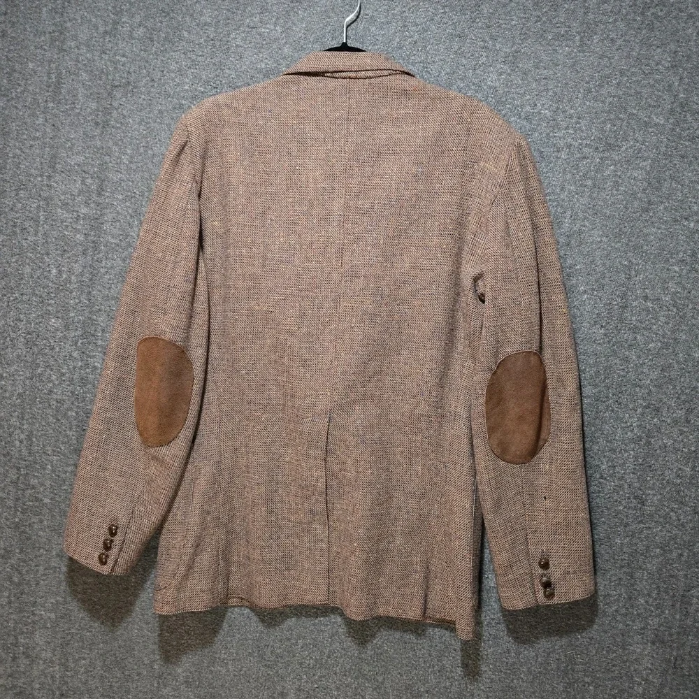 Vintage Pendleton Blazer Brown Wool Tweed Elbow Patches Virgin Wool USA Sz 44R